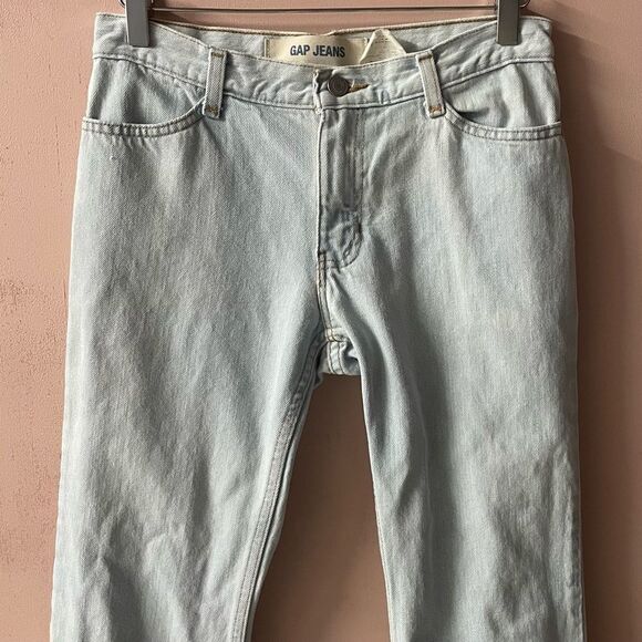 Vintage Y2K Gap Low Rise Light Wash Blue Wide Hemmed Flared Jean 28" Waist GUC - Picture 11 of 15